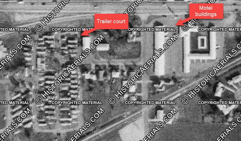 LaGrand Motel (MoLa Grande Motel, Grandmark Lodging, Red Carpet Inn, By-Pass Motel) - 1965 Aerial (newer photo)